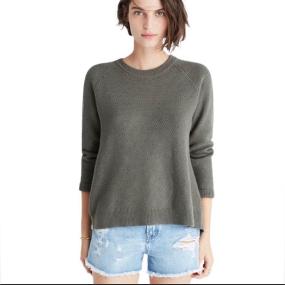 Madewell Sweater Province Open Cross-Back Pullover Green XXS